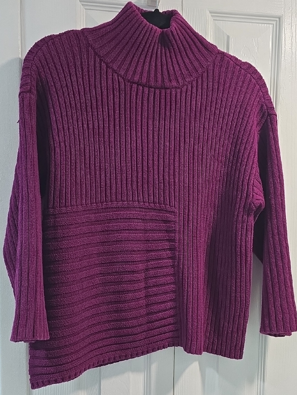 Vince Camuto Ribbed Mock Neck Sweater in Deep Magenta